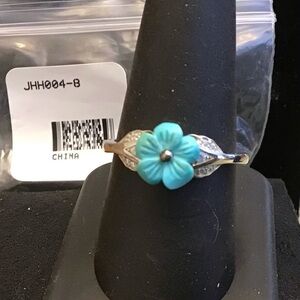 JTV Blue and Silver Flower Ring